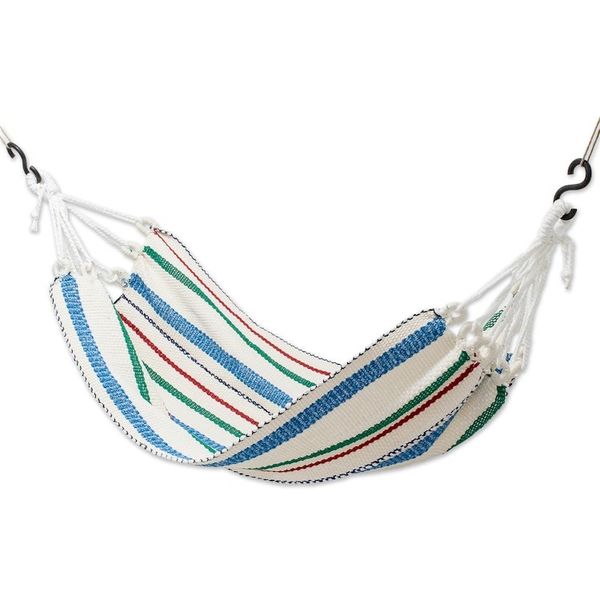 Alternate image for Striped Handwoven Recycled Cotton Blend Single Hammock Relaxing Summer