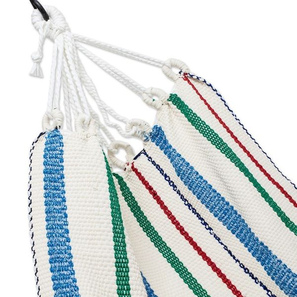 Alternate image for Striped Handwoven Recycled Cotton Blend Single Hammock Relaxing Summer