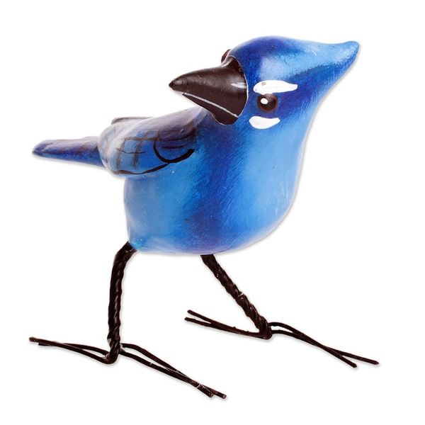 Alternate image for Hand-sculpted Hand-painted Ceramic Stellers Jay Figurine Stellers Jay