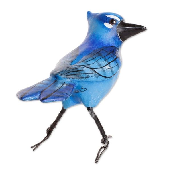 Alternate image for Hand-sculpted Hand-painted Ceramic Stellers Jay Figurine Stellers Jay