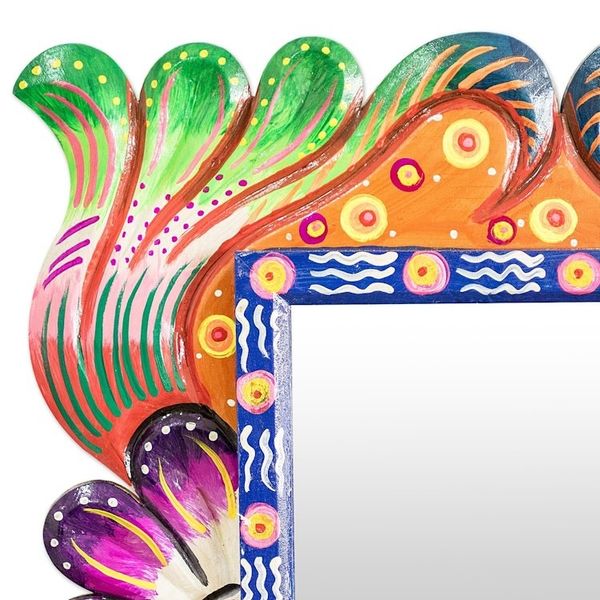 Alternate image for Wood Framed Wall Mirror in Multiple Colors from Guatemala Guatemalan Rainbow