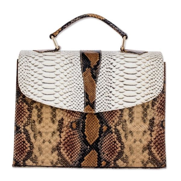 Alternate image for Snake Print Leather Handbag Rio Coco