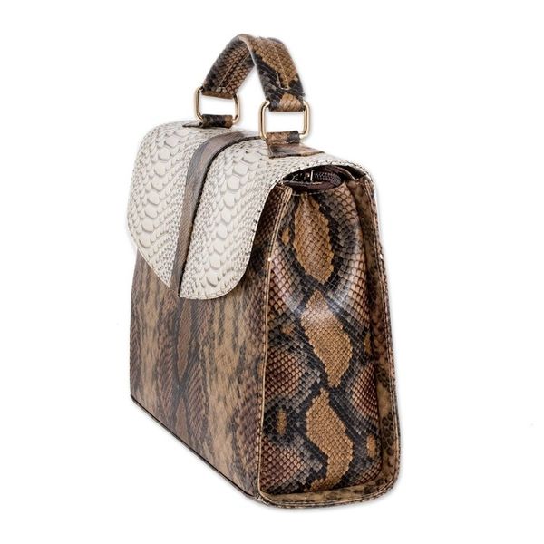 Alternate image for Snake Print Leather Handbag Rio Coco