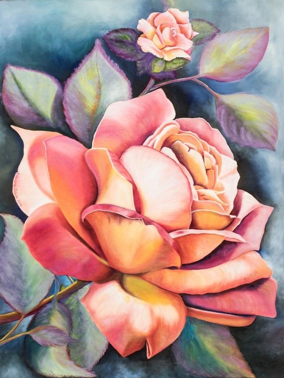 Original Rose Painting from Guatemala 'In the Name of the Rose'