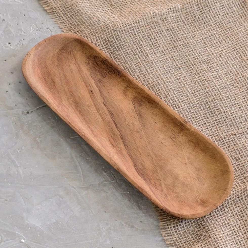 Handcrafted Wood Platter from Guatemala 'Natural Addition'
