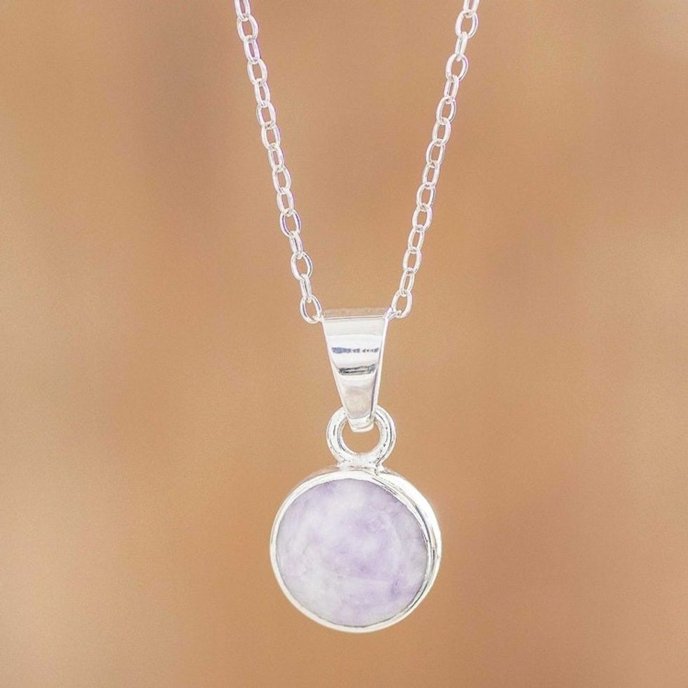 Lilac Jade Necklace from Guatemala 'Memorable Moon in Lilac'