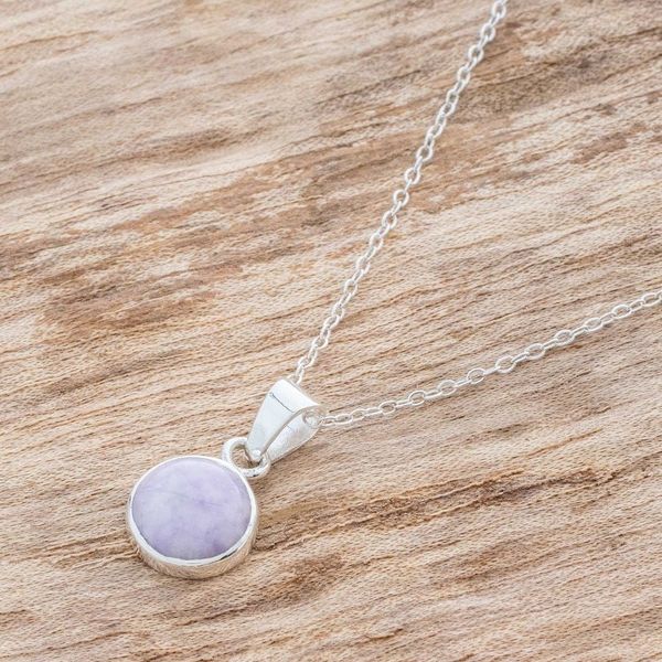 Alternate image for Lilac Jade Necklace from Guatemala Memorable Moon in Lilac