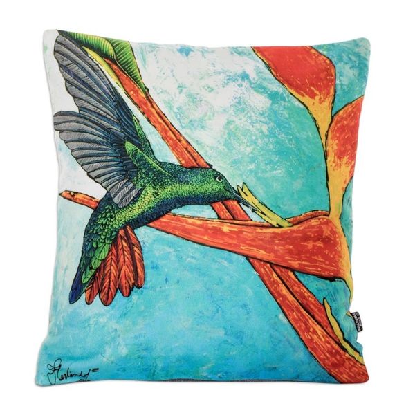 Alternate image for Tropical Themed Cushion Cover from Costa Rica Oneiric Hummingbird