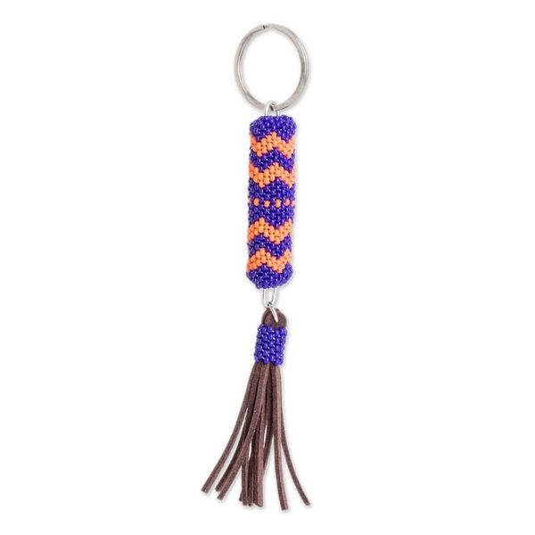 Alternate image for Beaded Leather Keychain and Bag Charm Handmade in Guatemala Sweet Tranquility