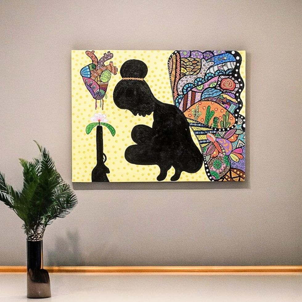 Symbolic World Peace Project Signed Expressionist Painting 'Contemplation'
