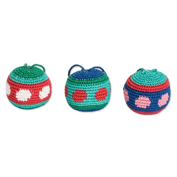 Alternate image for Set of 3 Cotton Crocheted Ornaments Handcrafted in Guatemala Colorful Fun