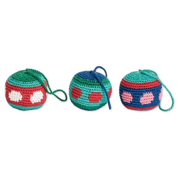 Alternate image for Set of 3 Cotton Crocheted Ornaments Handcrafted in Guatemala Colorful Fun