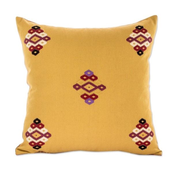 Alternate image for Mustard Colored Loom Woven Cotton Throw Pillow Cover Jaspe and Geometry