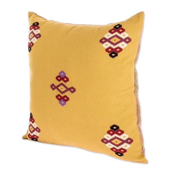 Alternate image for Mustard Colored Loom Woven Cotton Throw Pillow Cover Jaspe and Geometry