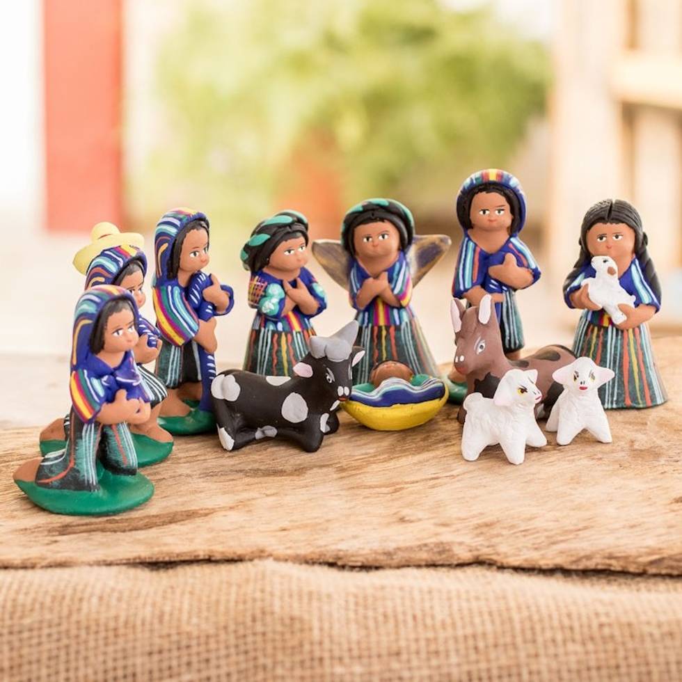 12 Piece Ceramic Nativity Scene in Apparel from Santa Maria 'Christmas in Santa Maria'