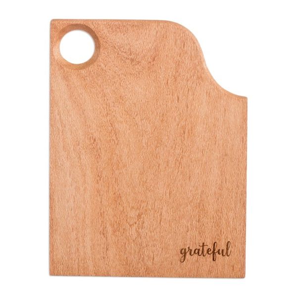 Alternate image for Handcrafted Brown Oak Wood Cutting or Serving Board Vibrant Delicacies