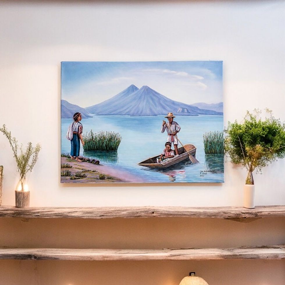 Guatemalan Landscape Oil Painting with Realist Style 'Saint Antonio Palop'