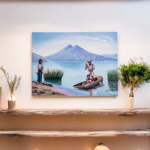 Alternate image for Guatemalan Landscape Oil Painting with Realist Style Saint Antonio Palop