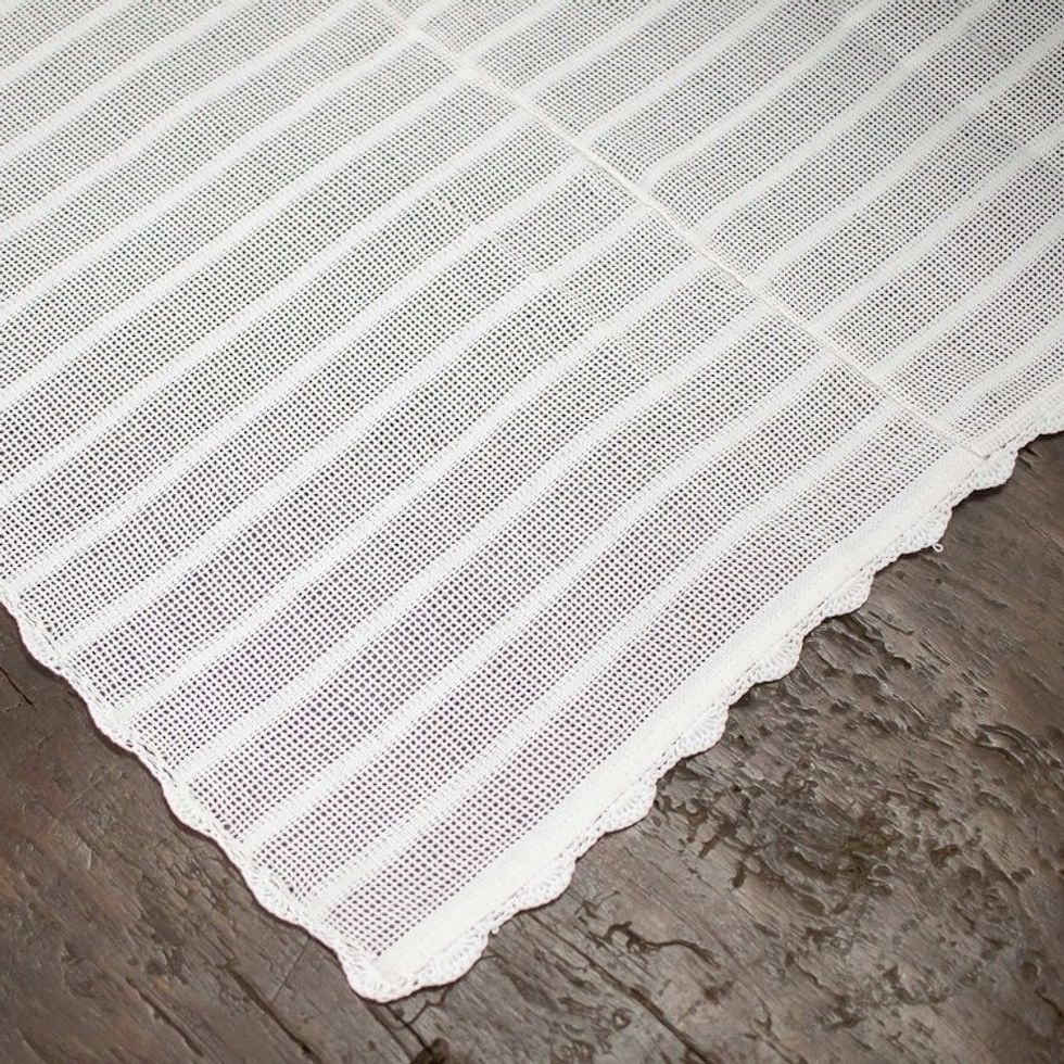 White Cotton Table Centerpiece Handcrafted in Guatemala 'Inspiration and Elegance'