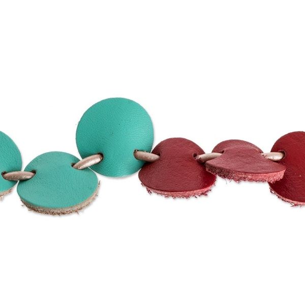 Alternate image for Red and Aqua Leather Necklace Bright Stepping Stones