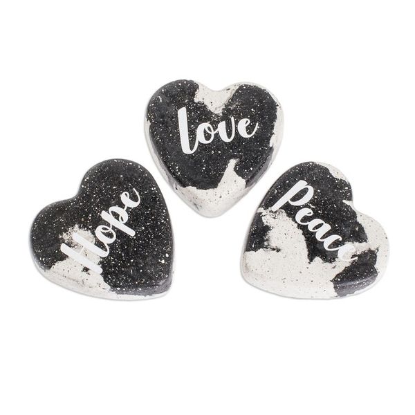 Alternate image for Handmade Heart Home Accents Set of 3 Peace, Love and Hope