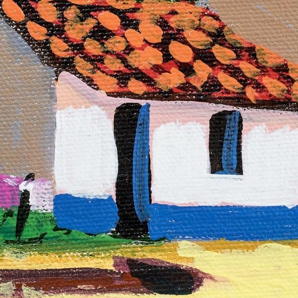 Alternate image for Signed Unstretched Oil Impressionist Painting of Houses Country Houses