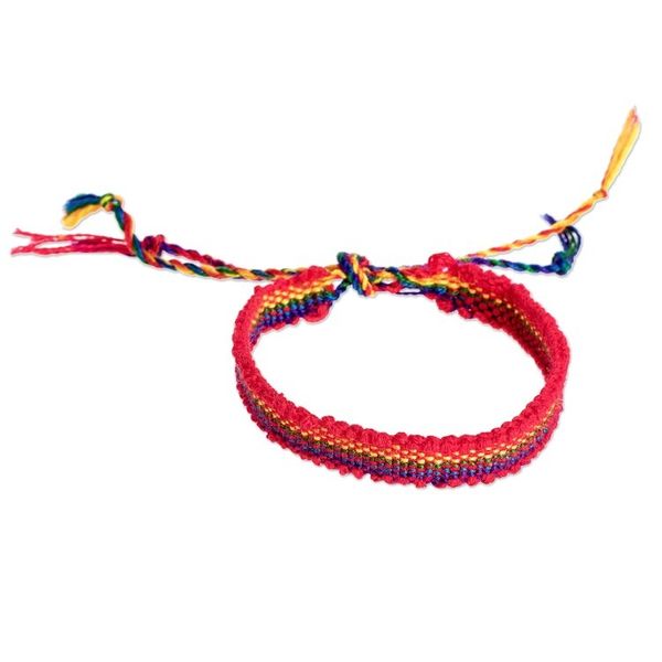 Alternate image for Hand Woven Rainbow Bracelets Set of 12 from Guatemala Rainbow Celebration