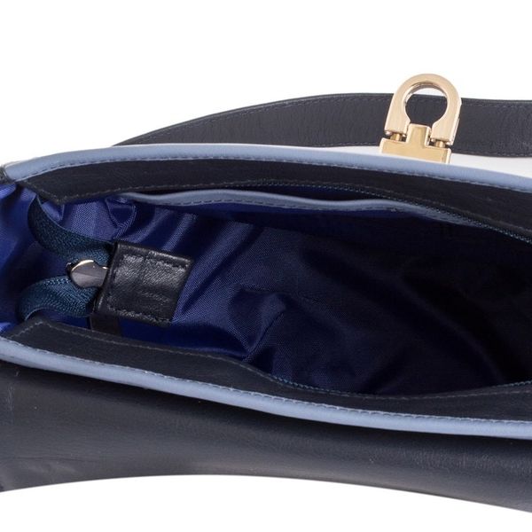 Alternate image for Blue Leather Sling Bag with Handle Removable Strap Blue Subtlety