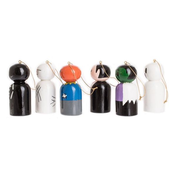 Alternate image for Reclaimed Wooden Ornaments from Guatemala Set of 6 Trick or Treat