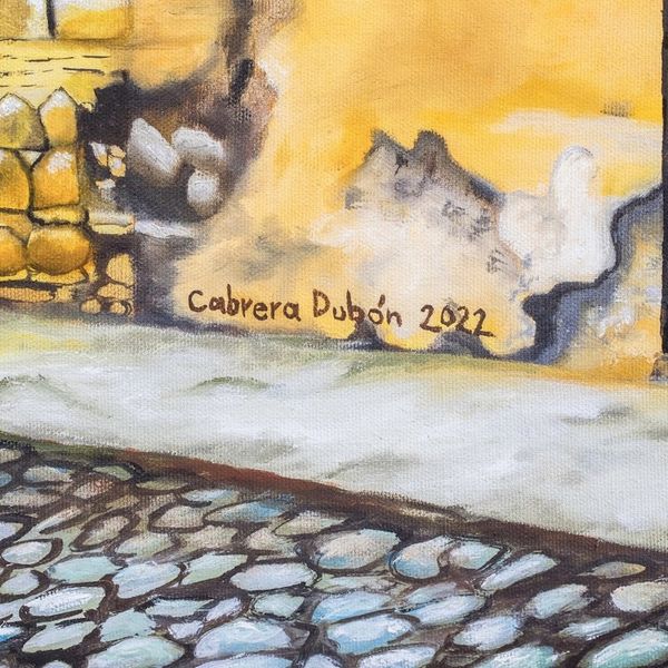Alternate image for Original Oil Painting of a Street in Antigua Guatemala Calle de la Nobleza