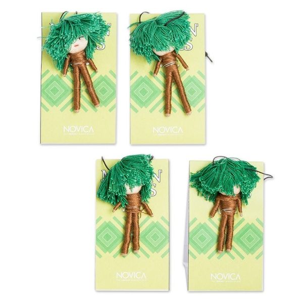 Alternate image for Set of 4 Handcrafted Cotton and Cibaque Tree Worry Dolls Mayan Trees