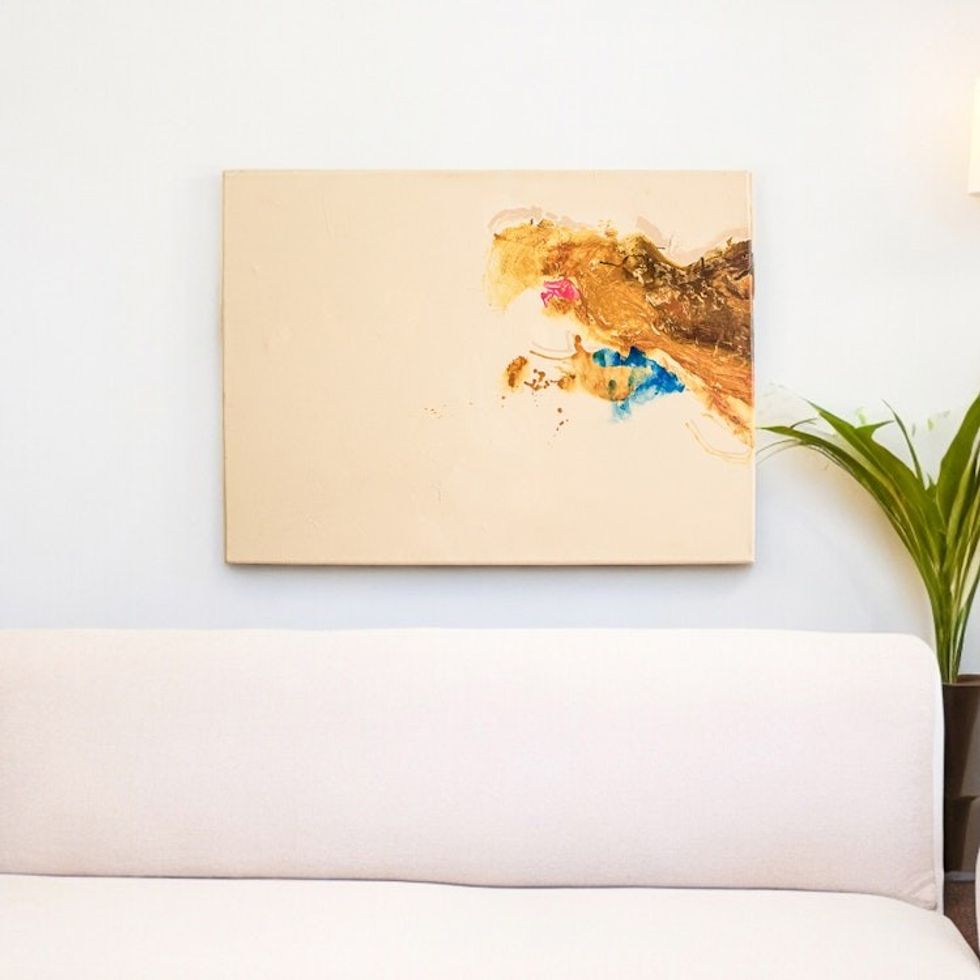 Signed Stretched Abstract Painting in a Warm Palette 'Feelings at the Sowing Time I'