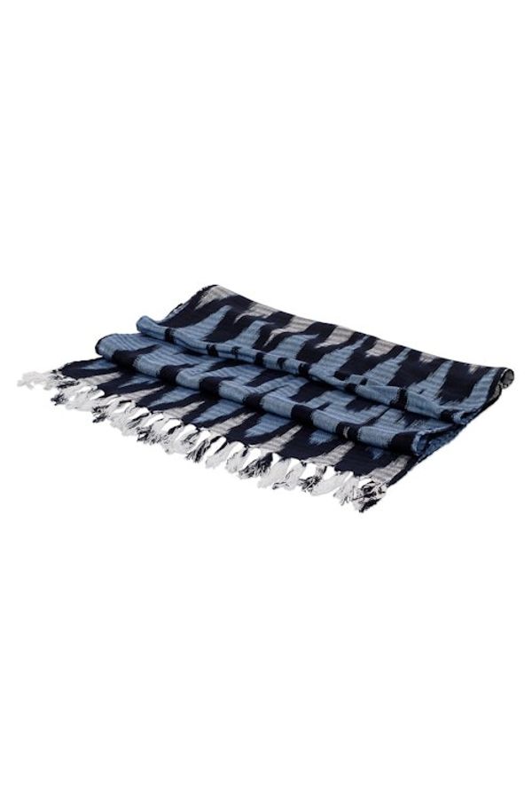 Alternate image for Hand-Woven White and Blue Rayon Scarf with Zigzag Pattern The Ocean