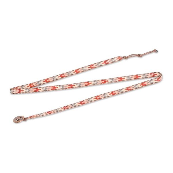 Alternate image for Arrow Glass Beaded Wrap Bracelet Handcrafted in Guatemala Geometric Orientation