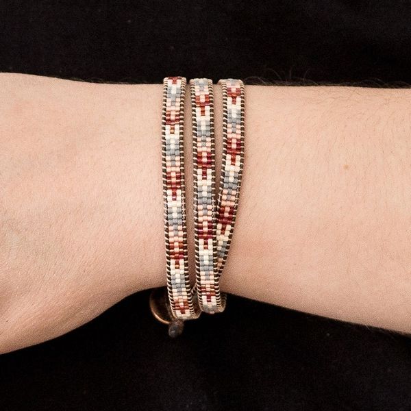 Alternate image for Arrow Glass Beaded Wrap Bracelet Handcrafted in Guatemala Geometric Orientation