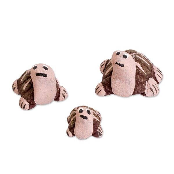 Alternate image for Set of 3 Tortoise-shaped Hand-painted Ceramic Figurines Tortoise Family