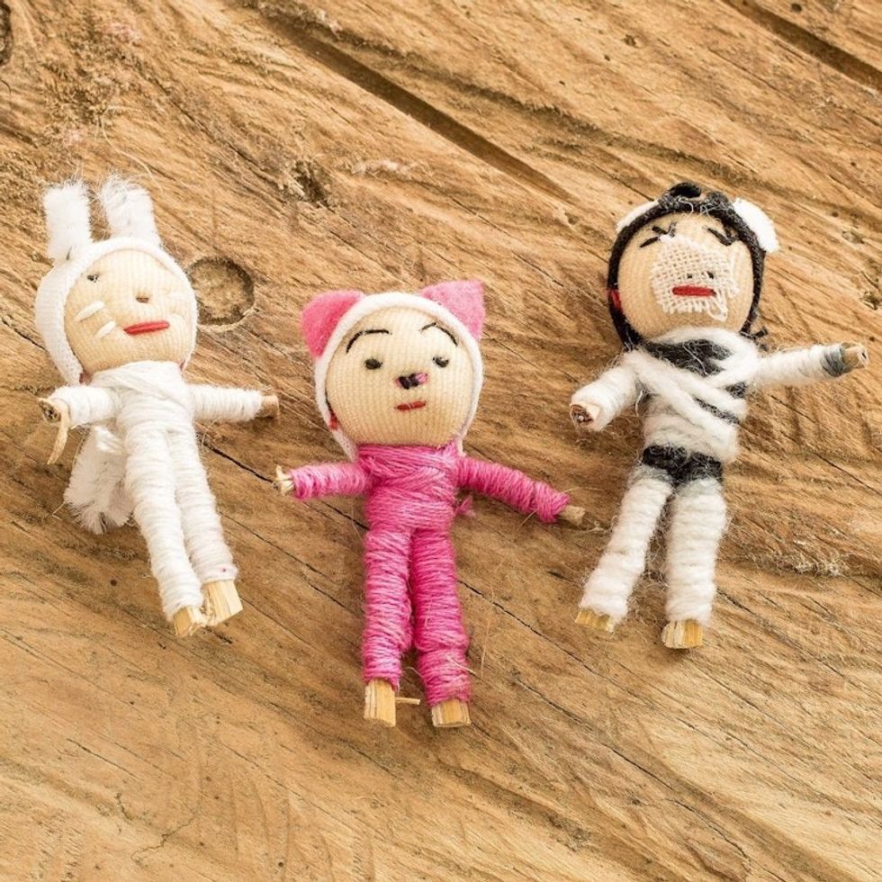 Animal-Themed Folk Art Worry Dolls Set of 3 'Little Farm'