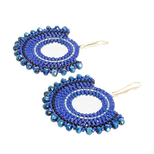 Alternate image for Blue and Black Glass Beaded Dangle Earrings from Costa Rica Delight in Blue