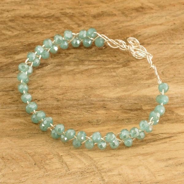 Alternate image for Polymer-Coated Copper Wire Beaded Bracelet with Crystals Aquatic Sparkles