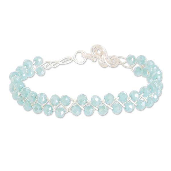 Alternate image for Polymer-Coated Copper Wire Beaded Bracelet with Crystals Aquatic Sparkles