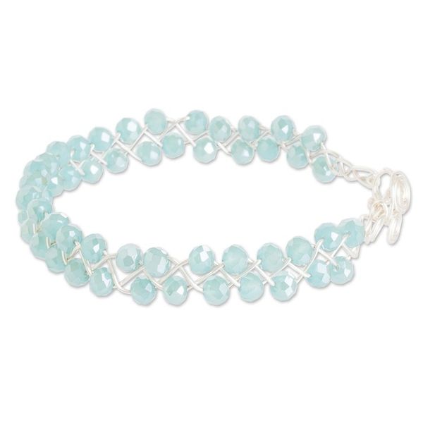Alternate image for Polymer-Coated Copper Wire Beaded Bracelet with Crystals Aquatic Sparkles