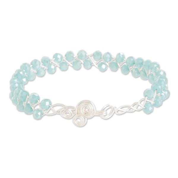 Alternate image for Polymer-Coated Copper Wire Beaded Bracelet with Crystals Aquatic Sparkles