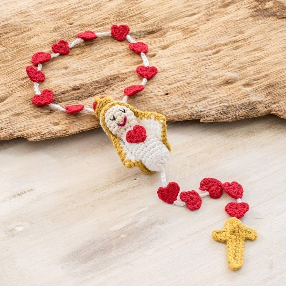 Handmade Decorative Crocheted Accent 'Virgin of Peace'