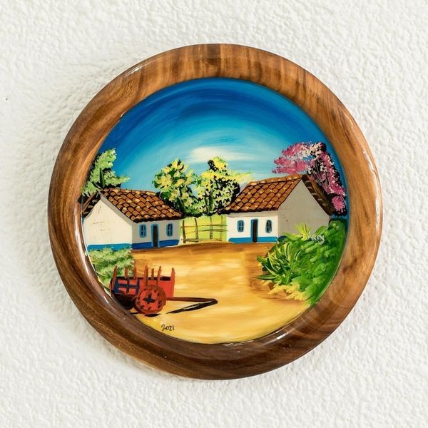 Alternate image for Cedar Wood Hand-Painted Decorative Plate from Costa Rica Country Place