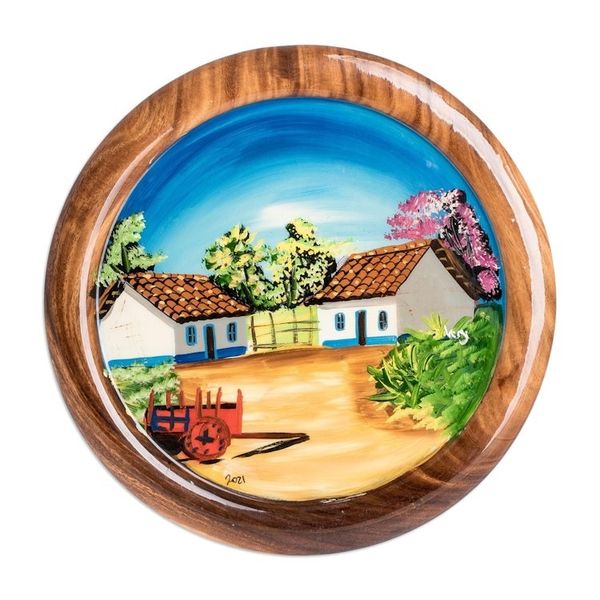 Alternate image for Cedar Wood Hand-Painted Decorative Plate from Costa Rica Country Place