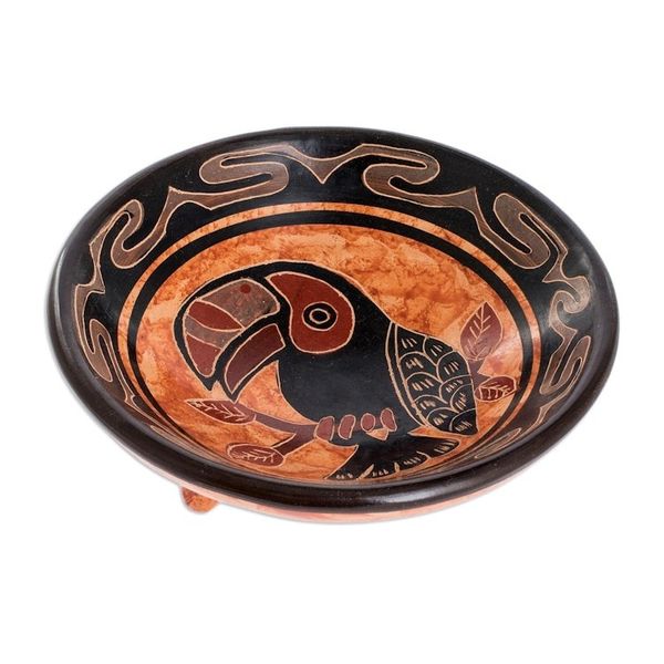 Alternate image for Pre-Hispanic Replica Terracotta Toucan Ceramic Catchall Chorotega Toucan