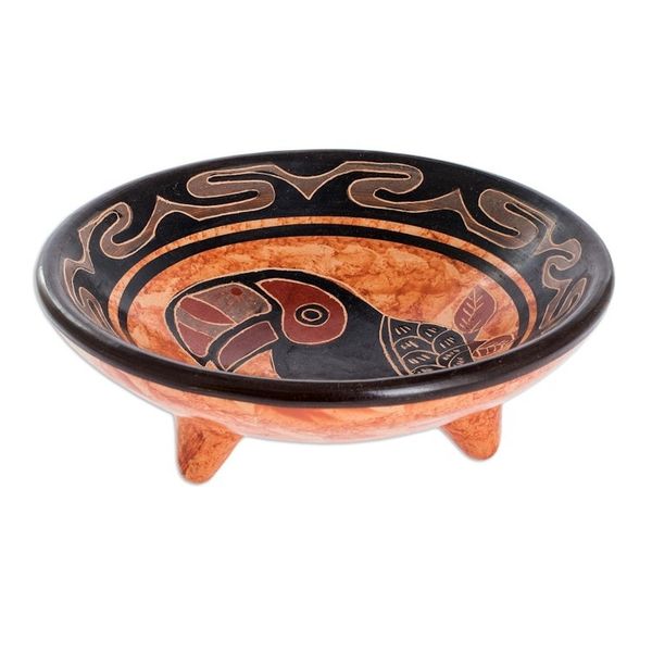 Alternate image for Pre-Hispanic Replica Terracotta Toucan Ceramic Catchall Chorotega Toucan