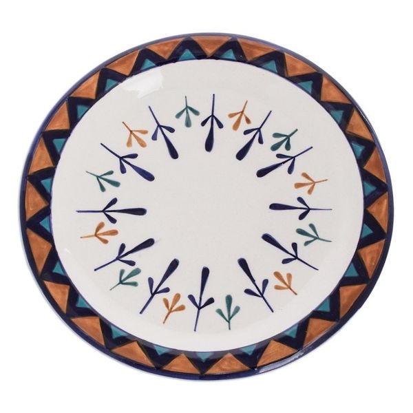 Alternate image for Ceramic Hand Painted Plates with Geometric Design Pair Antigua Breeze