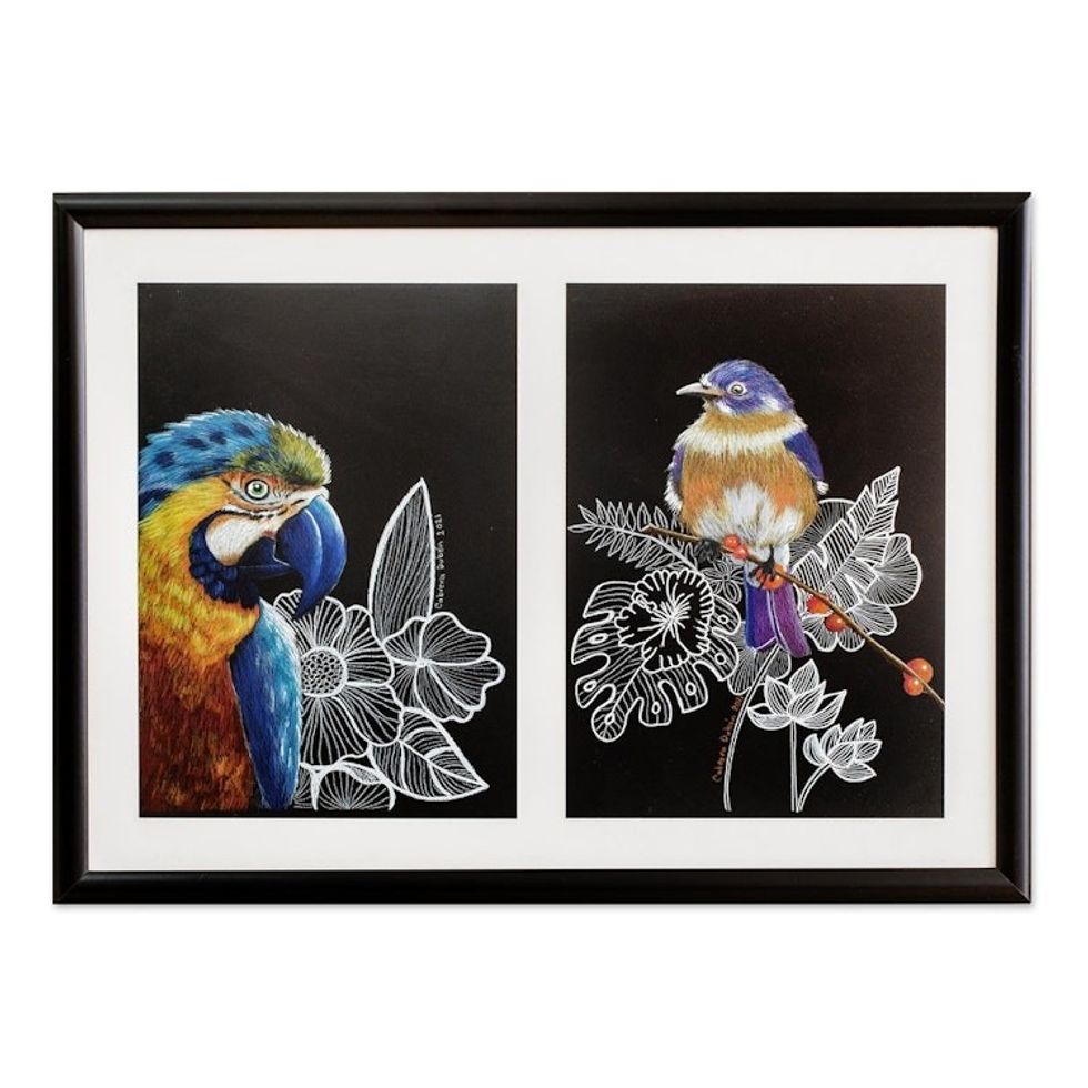 Signed Original Bird Drawing Diptych 'Freedom I'