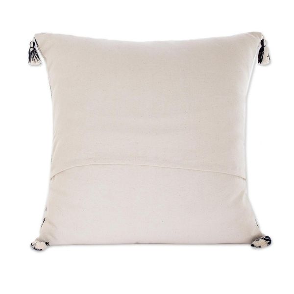 Alternate image for Hand Woven Cotton Throw Pillow Cover With Tassels Zig Zag Waves